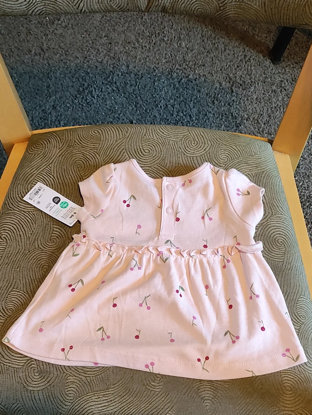 Carter's Child Of Mine Baby Pink Cherry Print Dressy Dress 0-3 Months Old